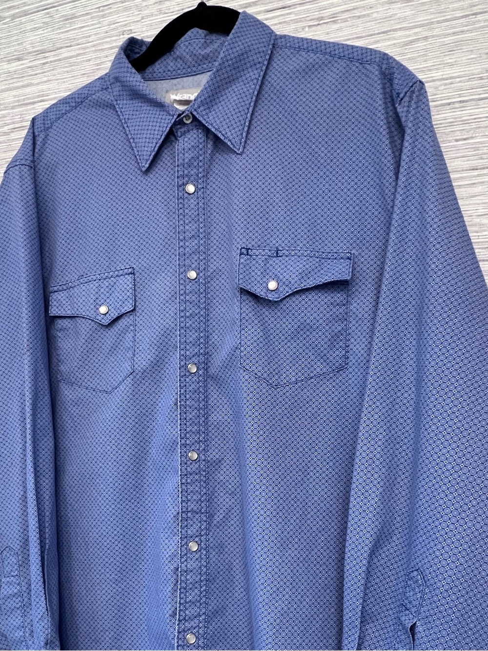 Wrangler Blue Patterned Western Pearl Snap Shirt